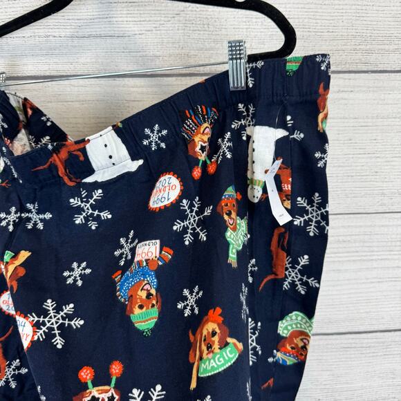 Old Navy Plus Size Navy Winter Dogs Flannel Short Sleeve Pajama Set Size 4X - Picture 9 of 12